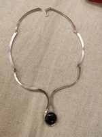 Izraeli ezüst nyaklánc -nyakék onix kővel