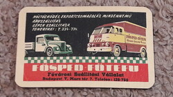 Veterán teherautó , retro kártyanaptár, 1961 Fősped - Főtefu, szállítás, reklám