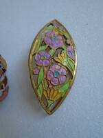 Art Nouveau compartment enamel brooch, pin.