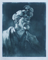 László Gulyás: Turbaned (monotype) - framed 37x32 cm - artwork 25x20 cm