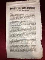 Győr 1816. augusztus 16. Királyi tanácstól kiadott rendelet /Piacokra és terekre vonatkozó szabályok