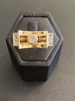 Régi 14 karátos arany artdeco gyűrű,régi rózsa csiszolású gyémántokkal!