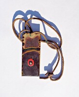 Retro fire enamel pendant on a leather strap