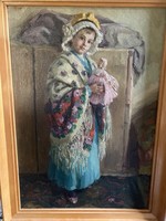 Say Tekla festmény (1911) Kislány babával