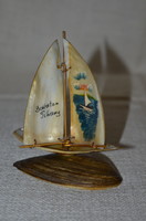 Hand-painted balaton tihany from 2-masted sailing shells
