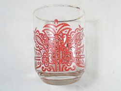 Retro régi üveg pohár festett mintával - kb.1970-es évek