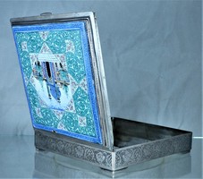 Dreamy, antique, enameled metal box, Persian or Russian, ca. 1890!!!