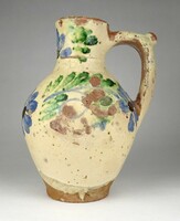 1L745 antique hand-painted wide-mouth szilázág earthenware drinking jar 23 cm