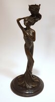 Szecessziós bronz szobor, gyetyatartó
