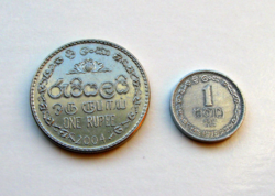 Sri Lanka - 2 lot lot - 1 cent, 1978 & 1 rupee, 2004 - circulation coin