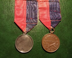 Fortitvdini Vitézségért kitüntetés 1919 bronz és ezüst eredeti mellszalaggal