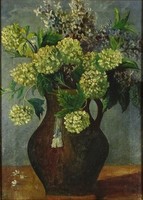 1L734 XX. századi festő : Asztali virágcsendélet orgonákkal