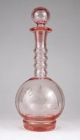 1L797 Régi gyönyörű rózsaszín fújt dugós üveg 22.5 cm