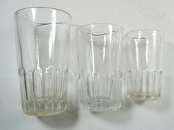 Régi retro üveg kocsmai röviditalos pohár készlet Kádár címer hitelesítő pecsét 3 db 0.3, 0.5 1 dl