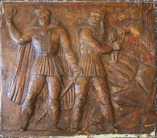 Lovas Dózsa gipsz relief, szocreál, Kádár dolgozószobájából
