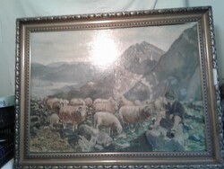 Osztrák festmény: Meier: Alpesi legelőn