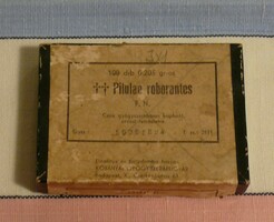 Régi gyógyszeres dobozka "Pilulae roburantes" felirattal