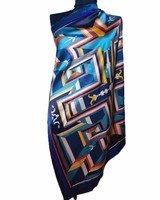 Baoshidi vintage silk scarf 90x90 cm. (2698)