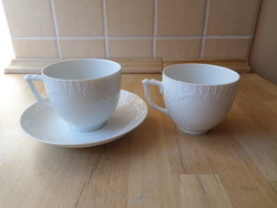 Fürstenberg fehér porcelán csésze pár alátéttel (alátét hibás)
