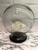 Régi üveg nagyméretű gömb tartó, dekoráció virághoz vagy más tárgy vitrin, üveggömb