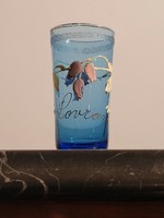 Antique mini cup lovran blue commemorative cup with flower pattern 5.5 cm