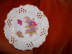 Antique floral plate with openwork border with hand painting 21 cm