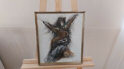(K) Boszorkánytánc festmény 31x37 cm kerettel