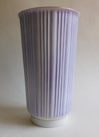 Hollóházi orgonalila bordázott falú váza ritkaság 24.5 cm