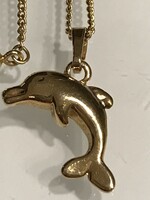 Delfin medálos aranyozott nyaklánc, 41 cm