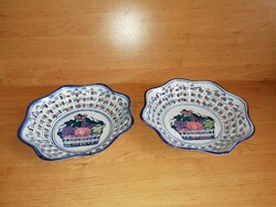 Porcelain serving bowl with openwork fruit pattern center table in pair 20.5 cm (2p)