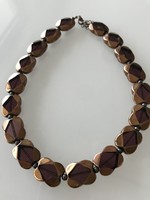 Vintage necklace made of faceted, bronzed glass eyes, 47 cm