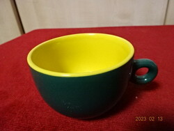 Glazed ceramic coffee cup, colorful. Its diameter is 7.5 cm. Jokai.