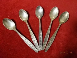 Russian, silver-plated teaspoon, length 14 cm. Five pieces. Jokai.