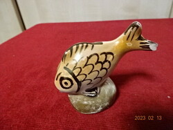 Drasche porcelain figurine, fish with brown paint, height 6.7 cm. Jokai.