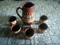 KERÁMIA BOROSKÉSZLET - NAGY KANCSÓ + 5 POHÁR - Art&Decoration