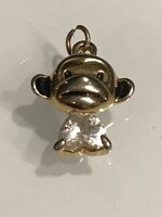 Small pendant in the shape of a monkey with a heart-shaped crystal, 1.5 cm