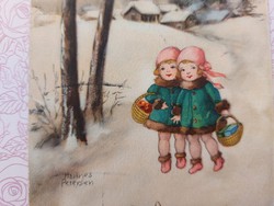Régi képeslap 1931 Hannes Petersen művészrajz levelezőlap gyerekek
