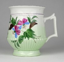 1L901 antique hand-painted green porcelain mug with flower decoration