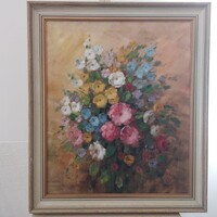 (K) j rené (biegler) flower still life painting with frame 61x70 cm