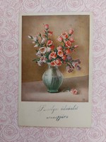 Régi virágos képeslap levelezőlap