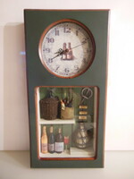 Wall clock - 3 d - 48 x 24 x 5.5 cm - wood - glass - ceramic - velvet cover - flawless