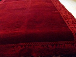 Beautiful, old red velvet tablecloth, tablecloth 178 x 156 cm.