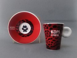 Kopi luwak postmodern black / red tiger pattern paw design espresso cup