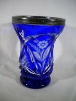 P074 antique crystal glass with silver rim