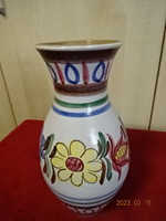 Orosz mázas kerámia váza, kézzel festett, magassága 24 cm. Jókai.
