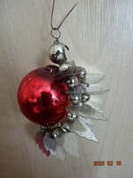 Christmas glass globe with 14 silver wreaths, length 5.5 cm. Jokai.