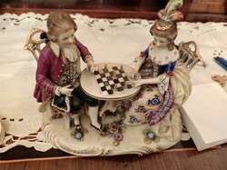 Chess game - ludwigsburg porcelain figure
