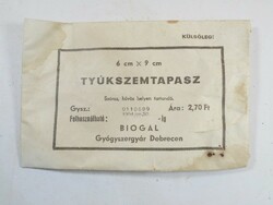Régi Retro tyúkszemtapasz zacskó csomagolás BIOGAL Gyógyszergyár Debrecen