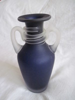 Blue glass vase 17 cm