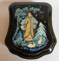 Russian message hand painted vintage palekh lacquer box